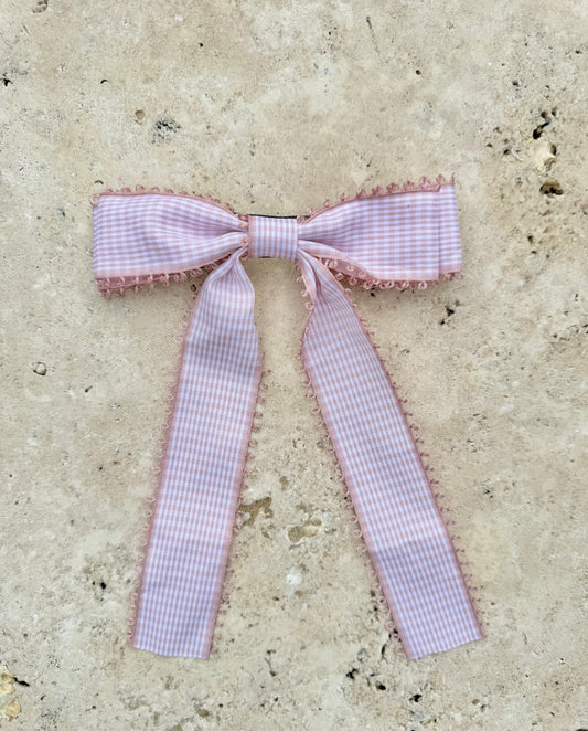 Gingham bow - pink